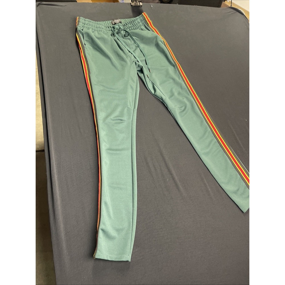 Pacsun Drop Skinny Tricot Side Stripe Sweat Pants Green Men's Size Med